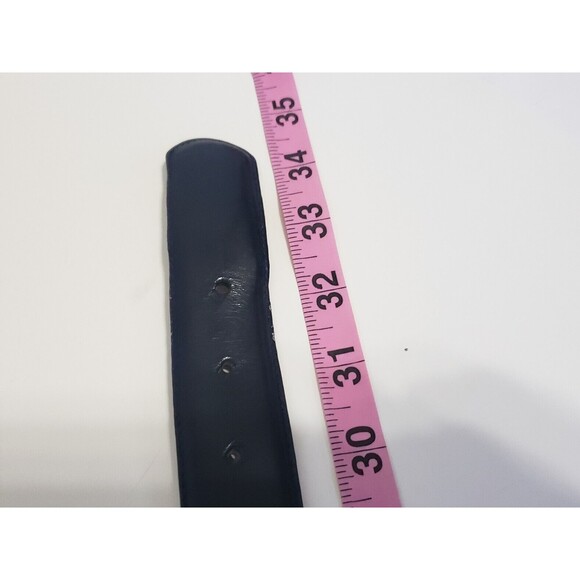 Liz Claiborne Navy Blue Leather Belt Womens Size Medium Brass Buckle Style 24063 - Picture 9 of 12